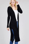 Ladies fashion plus size long sleeve open front side slit long length rayon spandex rib cardigan