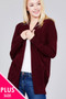 Ladies fashion plus size long dolmen sleeve open front w/pocket sweater cardigan