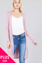 Ladies fashion plus size long sleeve open front side slit tunic length rayon spandex rib cardigan