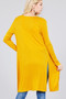 Ladies fashion plus size long sleeve open front side slit tunic length rayon spandex rib cardigan