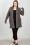 Ladies fashion plus charcoal elbow patch open cardigan