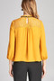 Ladies fashion plus size 3/4 sleeve lace yoke detail w/contrast tie woven top