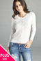 Ladies fashion plus size 3/4 sleeve crew neck cardigan sweater