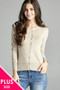 Ladies fashion plus size 3/4 sleeve crew neck cardigan sweater