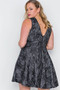 Plus Size Black Lace Print Lace Up Skater Dress