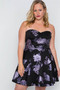 Plus Size Black Fit & Flare Floral Mini Dress