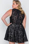 Plus Size Black Floral Lace Mini Skater Dress