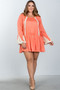 Ladies fashion plus size boho lace trim puff cuff dress