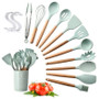 Silicone Spatula Utensils Turner Heat-resistant Soup Spoon Non-stick Spatula Shovel Wooden Handle Cooking Shovel Kitchen Tool