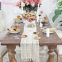 PATIMATE White Wedding Table Runner With Tassel Wedding Party Decoration Rustic Table Cover Bride Wedding Decoration Supplies