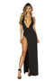 Women's Maxi Length Dress with Deep V Detail & High Slit