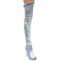 Women's Denim Over The Knee Embroidered Boots