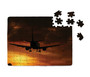 Beautiful Aircraft Landing at Sunset Printed Puzzles