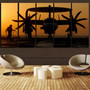 Military Plane at Sunset Printed Canvas Prints (5 Pieces)