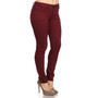 Women's Burgundy Mid Rise Solid Denim Jeans