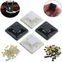 100Pcs/Pack 20x20mm Self-Adhesive Zip Tie Cable Wire Mounts Clamps Wall Holder