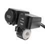 12V/24V 3.1A Waterproof Motorcycle Dual Usb Charger LED Volt Meter VoltmeterSocket