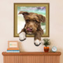 Creative Cartoon 3D Simulation Dog PVC Broken Wall Sticker DIY Removable Decor Waterproof Wall Stickers Household Home Wall Sticker Poster Mural Decoration for Bedroom Living Room