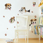 Creative Cartoon 3D Cute Dog PVC Broken Wall Sticker DIY Removable Decor Waterproof Wall Stickers Household Home Wall Sticker Poster Mural Decoration for Bedroom Living Room Wardrobe Refrigerator