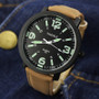 YAZOLE 319 Luminous PU Leather Band Men Analog Sport Wrist Watch