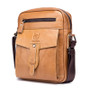 Bullcaptain Men Genuine Leather Solid Crossbody Bag Outdoor