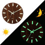 Wooden Wall Clock Glow In The Dark Silent Quartz Indoor Living Room Luminous