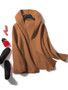 Casual Women Long Sleeve Solid Color Hooded Cardigan with Pockets