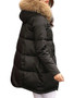 Pure Color Faux Fur Hooded Women Down Coats