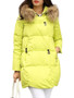 Pure Color Faux Fur Hooded Women Down Coats