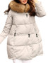 Pure Color Faux Fur Hooded Women Down Coats