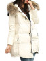 Pure Color Faux Fur Hooded Women Down Coats