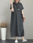 Women Casual Button Down Casual Loose Short Sleeve Dress