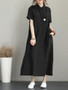 Women Casual Button Down Casual Loose Short Sleeve Dress