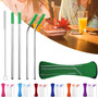 4PCS Silicone Tips Cover Reusable Stainless Steel Straw