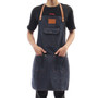 Denim Bib Apron Leather Strap Barista Baker Work Uniform Bartender BBQ Chef Cook Woodworking Apron