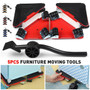 5pcs Heavy Duty Furniture Slider Lifter Movers Tool Kit Roller Transport Trolley