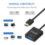 QGEEM QG-HD04 HDMI to VGA Adapter Digital to Analog Video Audio Converter VGA Connector For Xbox 360 PC Laptop TV Box (Black)