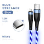 JOYROOM S-1224N3 Streamer Data Cable Type-C Micro USB Transmission Data Line Fast Charging Cord For Huawei P30 P40 Pro MI10 Note 9S
