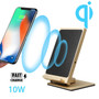 10W 2 Coils 360 Degree Rotation 9V Qi Wireless Fast Charger Desktop Holder for iPhone X 8 Plus S8 S9