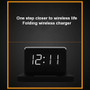 Bakeey 10W Digital Night LED Rectangle Folding Alarm Clock USB Wireless Charger for Samsung Huawei