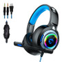 A60 Gaming Headphone RGB LED Light Stereo Bass Earphone Wired Headset With Mic for PC Computer PS4 (Colorful)