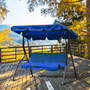 2/3 Seater Size Blue UV-Proof Outdoor Garden Patio Swing Sunshade Cover Waterproof Canopy Seat Top Cover