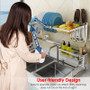 79/91cm Kitchen Shelf Organizer Dish Drying Rack Over Sink Utensil Holder 2-Tier