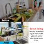 79/91cm Kitchen Shelf Organizer Dish Drying Rack Over Sink Utensil Holder 2-Tier