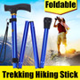 5-Section Adjustable Aluminum Walking Stick Collapsible Trekking Pole Folding Travel Camping Hiking Cane