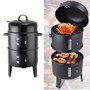 3in1 BBQ Grill Roaster Smoker Steamer Steel Portable Outdoor Charcoal Cooking