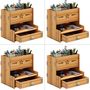 Multifunctional Storage Box Desk Personalized Decoration Wooden Desktop Organizer Cell Phone Holder Desktop Stationary Home Office Supplies Storage Rack with Drawer