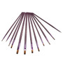 12pcs Flat Tip Round Tip Painting Brushes Artist Nylon Hair Watercolor Oil Drawing Pen