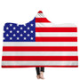 Flag of the United States UK Hooded Blankets Sherpa Fleece Ocean Blue Wearable Plush Throw Blankets