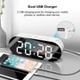 Digoo DG-DM3 Digital Mirror Surface Alarm Clock Dimmer Large LED Display with Dual USB Charge